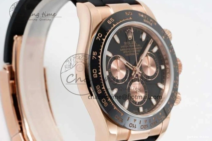 0517 Stretchable Daytona 116515 QF 1:1 Best Edition Black RG Dial on Oysterflex Rubber Strap SA 2273